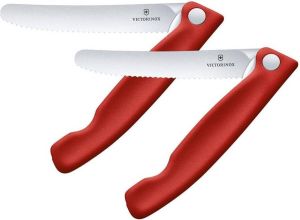 Victorinox Swiss Classic 2-delige Inklapbare Tomatenmessenset Schilmessenset 11 cm Rood Gekarteld