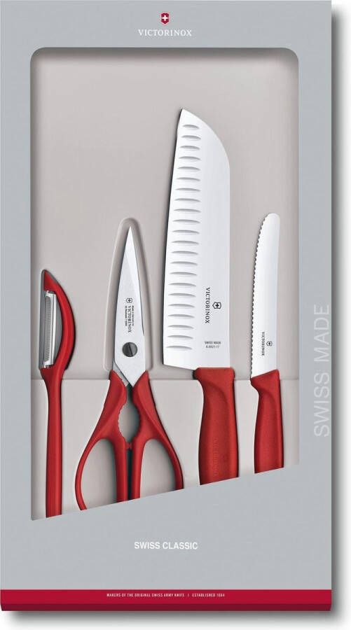 Victorinox Swiss Classic keukenmessenset 4 messen rood