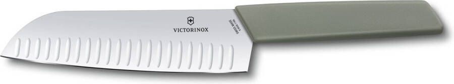 Victorinox Swiss Modern Santokumes 17 cm Kuiltjes Olijfgroen