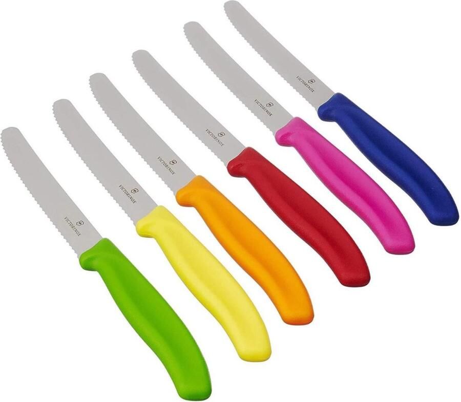 Victorinox Swiss Classic Tafelmes ac- Tomatenmes met Kartel RVS Lemmet 11 cm 6 stuks Gekleurd