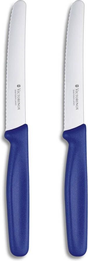 Victorinox Zwitsers klassiek officemes met golvende rand 11 cm Blauw 2-pack