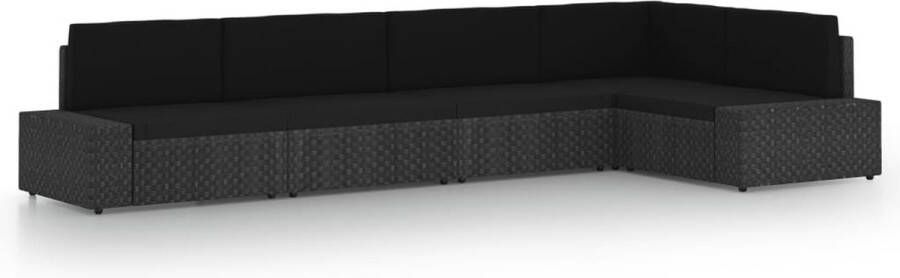 VidaLife 5-delige Loungeset met kussens poly rattan zwart