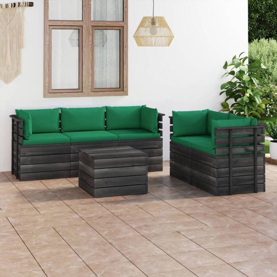 VidaLife 6-delige Loungeset met kussens pallet massief grenenhout