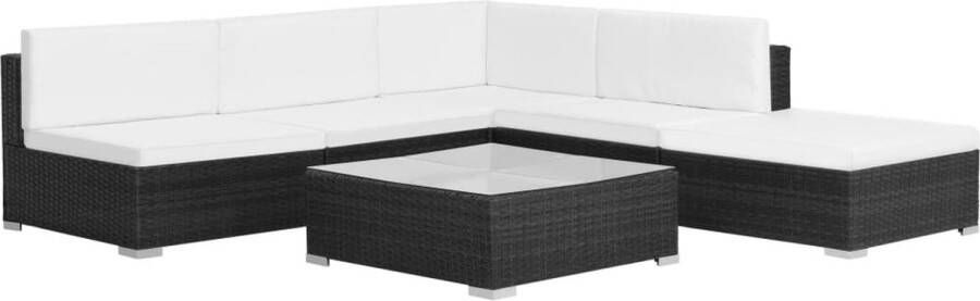 VidaLife 6-delige Loungeset met kussens poly rattan zwart