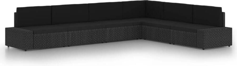 VidaLife 6-delige Loungeset met kussens poly rattan zwart