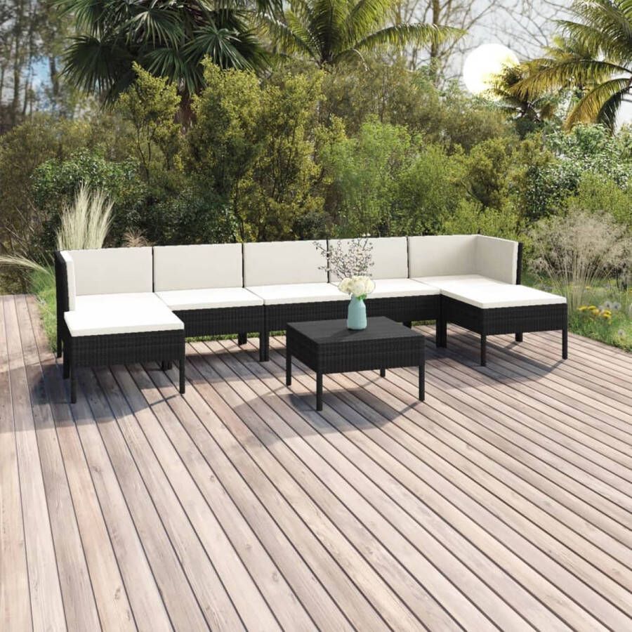 VidaLife 8-delige Loungeset met kussens poly rattan zwart