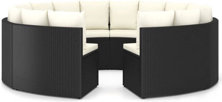 VidaLife 8-delige Loungeset met kussens poly rattan zwart