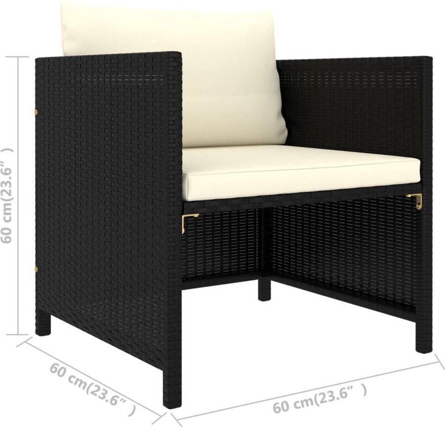 VidaLife 8-delige Loungeset met kussens poly rattan zwart