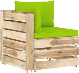 VidaLife Hoekbank sectioneel met kussens groen geïmpregneerd hout