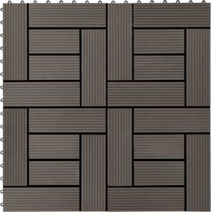 VidaLife Terrastegels 30x30 cm 1 m² HKC donkerbruin 11 st