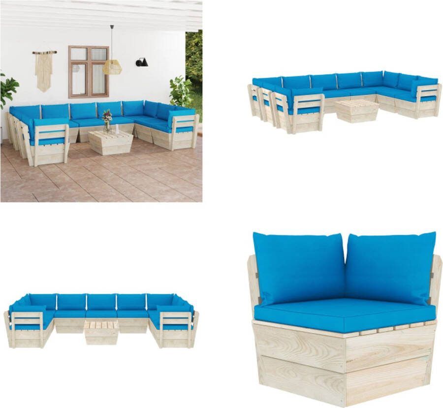 VidaXL 10-delige Loungeset met kussens pallet vurenhout Loungeset Loungesets Tuinset Tuinsets
