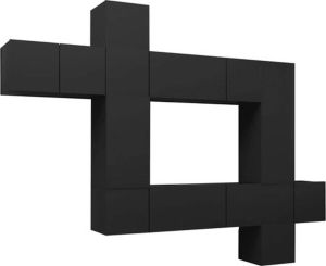 VidaXL 10-delige Tv-meubelset Spaanplaat Zwart