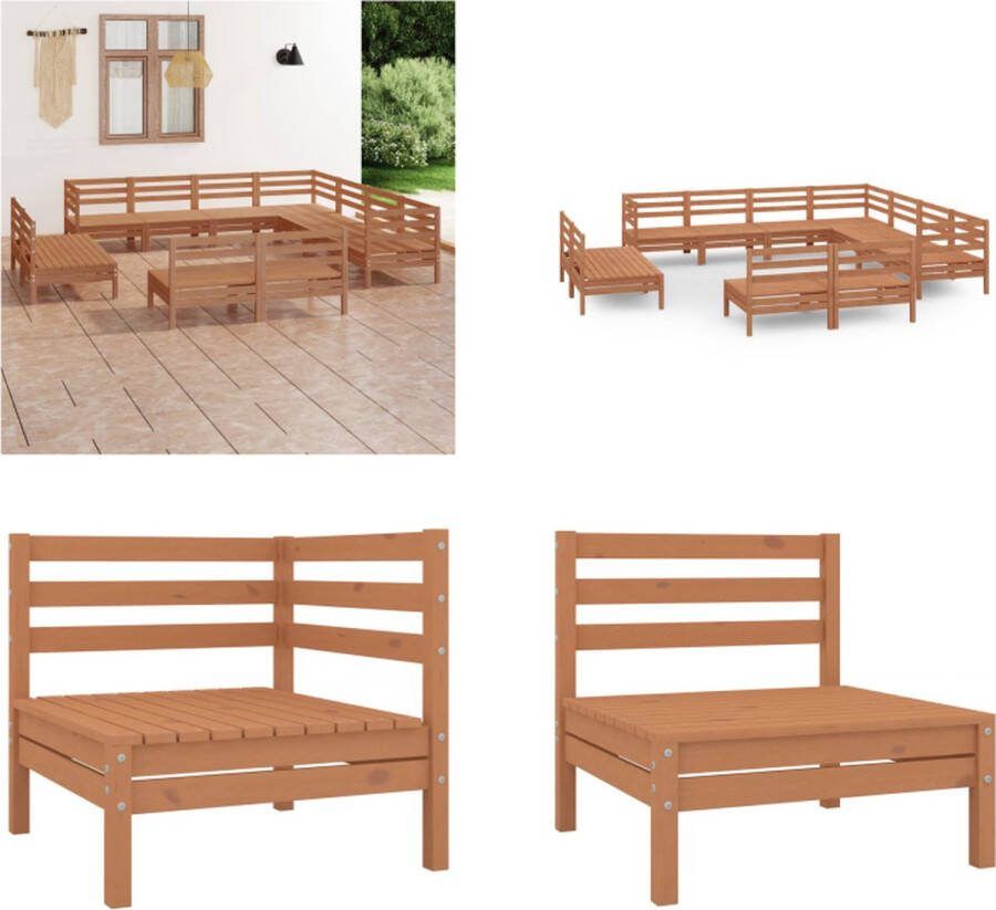 VidaXL 11-delige Loungeset massief grenenhout honingbruin Pallet Loungeset Pallet Loungesets Pallet Loungebank Loungeset