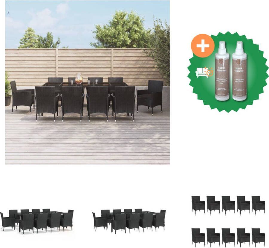 VidaXL Tuinset Eethoek 250x100x75 Weerbestendig Stalen Frame Comfortabele Kussens Gehard Glas Tuinset Inclusief Onderhoudsset