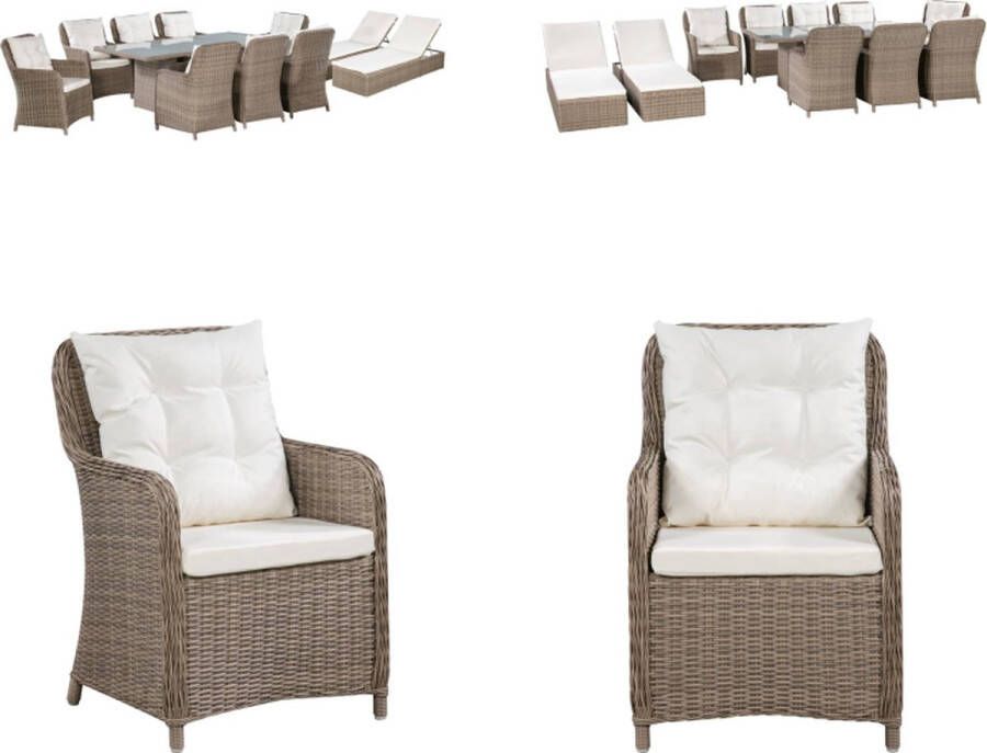 VidaXL 11-delige Tuinset poly rattan bruin Tuintafel En Stoel Tuintafels En Stoelen Tuintafel Set Tuintafel Sets
