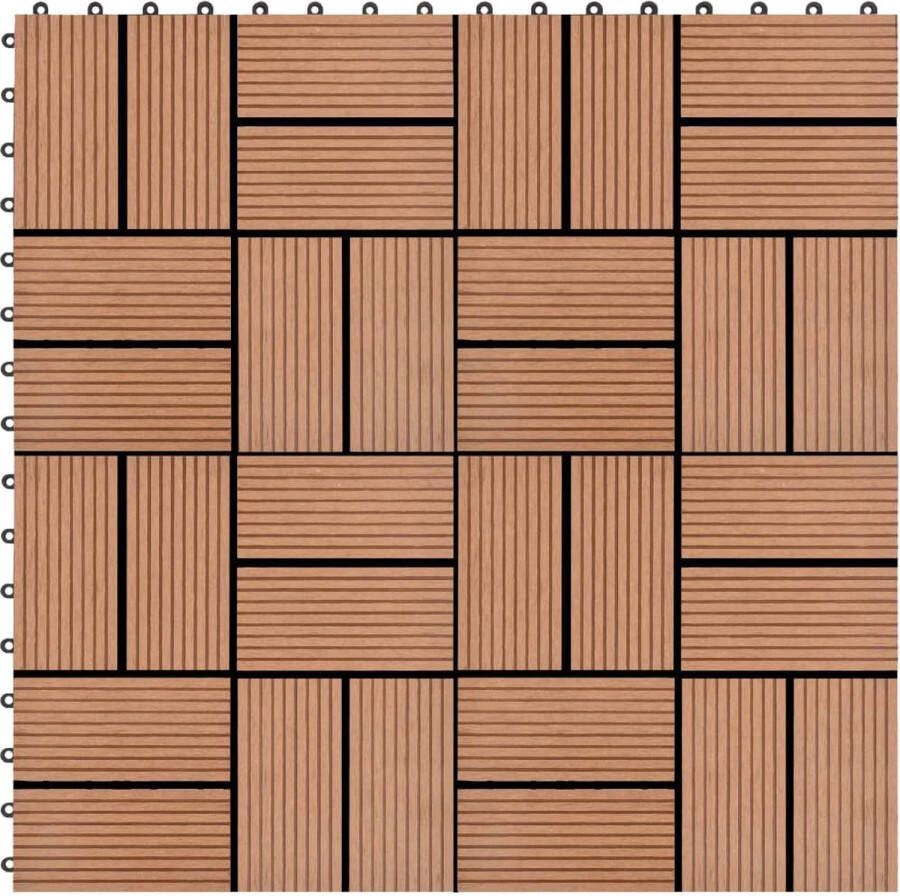 VidaXL 11 st Terrastegel 30x30 cm 1 m² HKC bruin