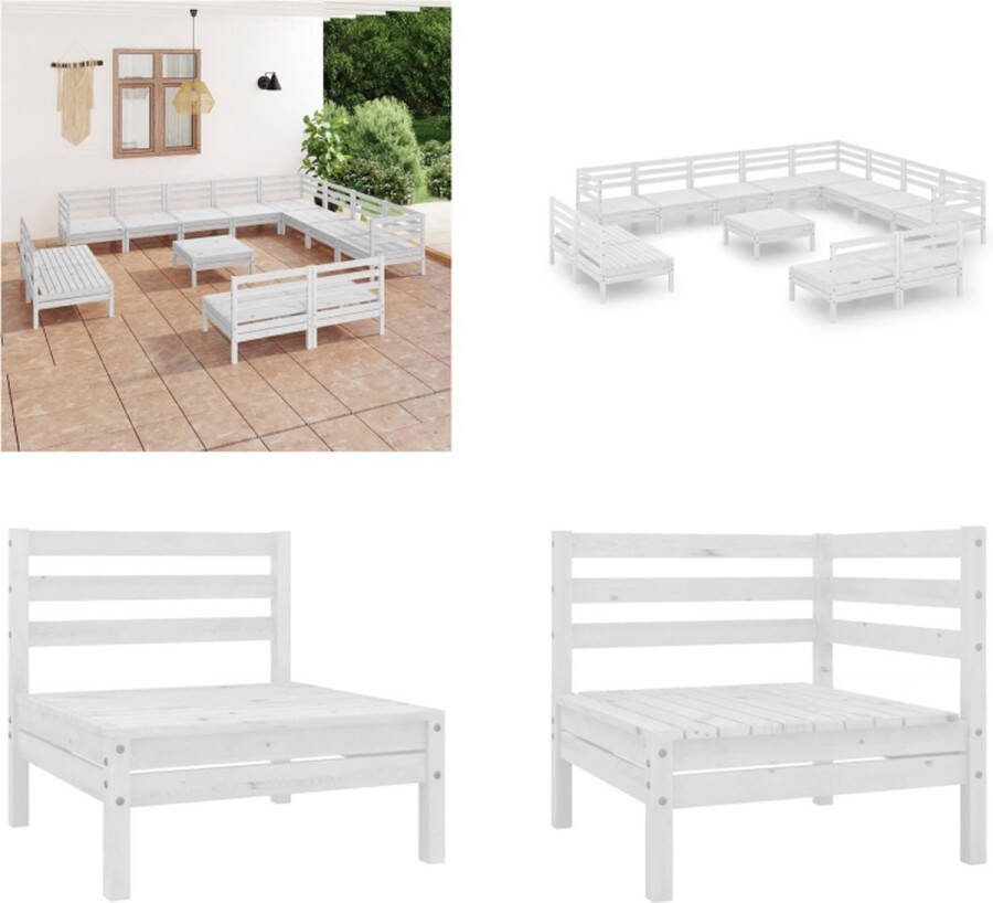 VidaXL 13-delige Loungeset massief grenenhout wit Pallet Loungeset Pallet Loungesets Pallet Loungebank Loungeset