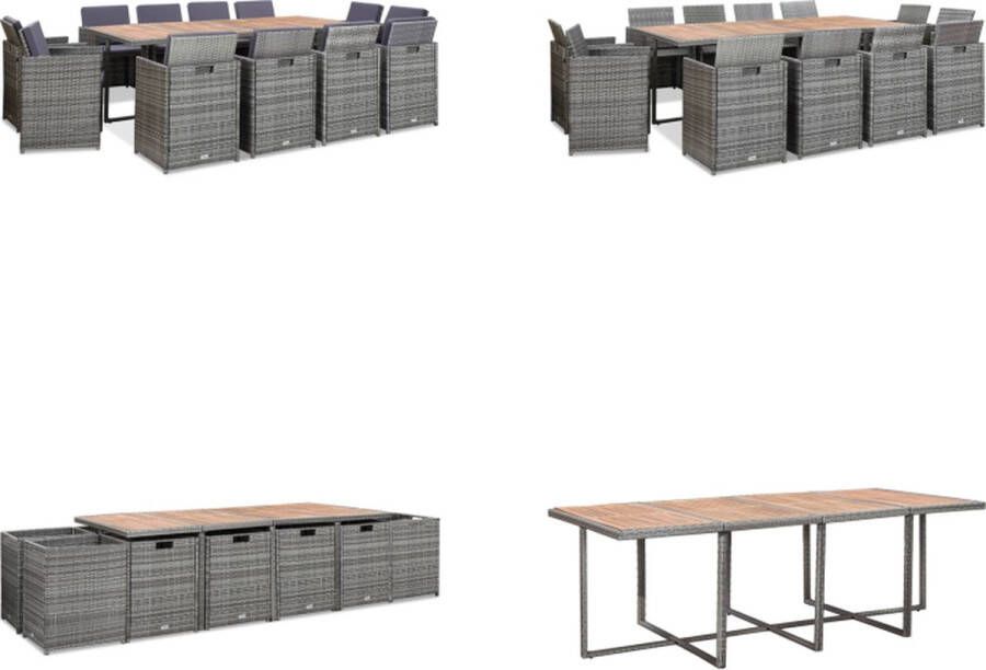 VidaXL 13-delige Tuinset met kussens poly rattan antracietkleurig Eethoek Voor Buiten Eethoeken Voor Buiten Tuintafel En Stoel Tuintafels En Stoelen