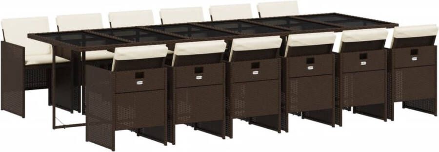 VidaXL 13-delige Tuinset met kussens poly rattan bruin