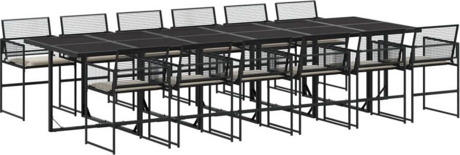VidaXL 13-delige Tuinset met kussens poly rattan zwart