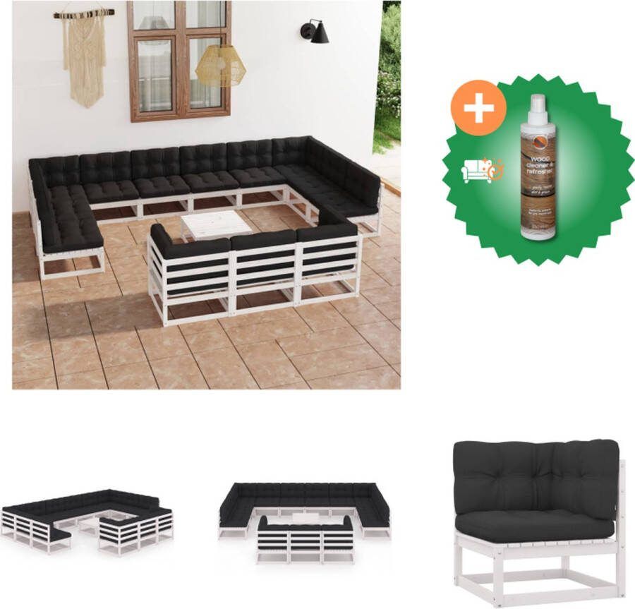 VidaXL Tuinset Grenenhout Hoekbank Middenbank Tafel Zitkussen Rugkussen Tuinset Inclusief Houtreiniger en verfrisser