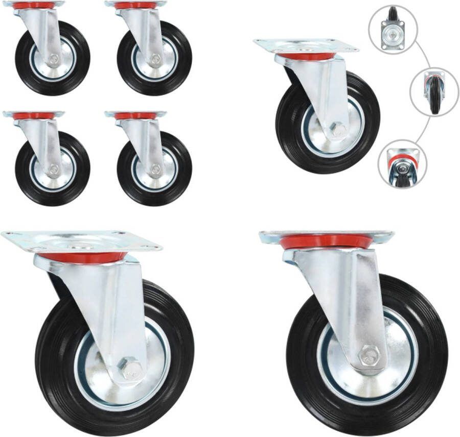 VidaXL 16 st Zwenkwielen 160 mm Zwenkwiel Zwenkwielen Trolley Zwenkwiel Trolley Zwenkwielen