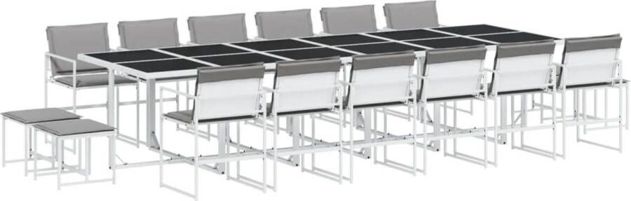 VidaXL 17-delige Tuinset met kussens textileen wit