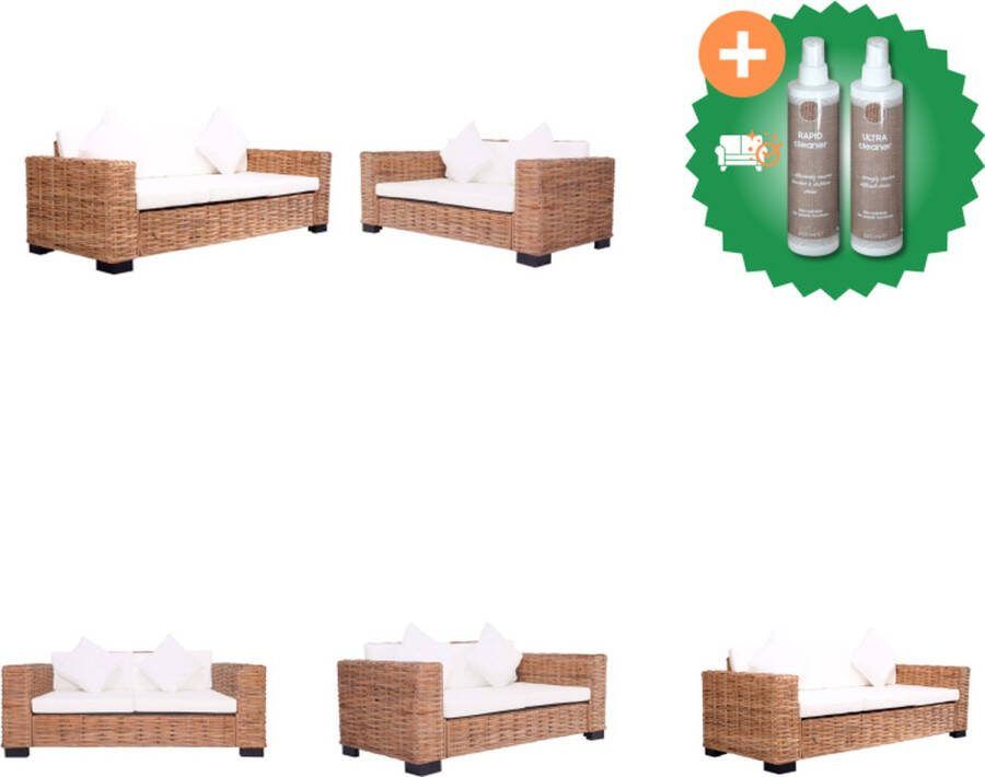 VidaXL Rattan Bankstel Tuinmeubelen 2 zitsbank 157x80x67 cm Natuurlijk rattan Loungebank Inclusief Onderhoudsset