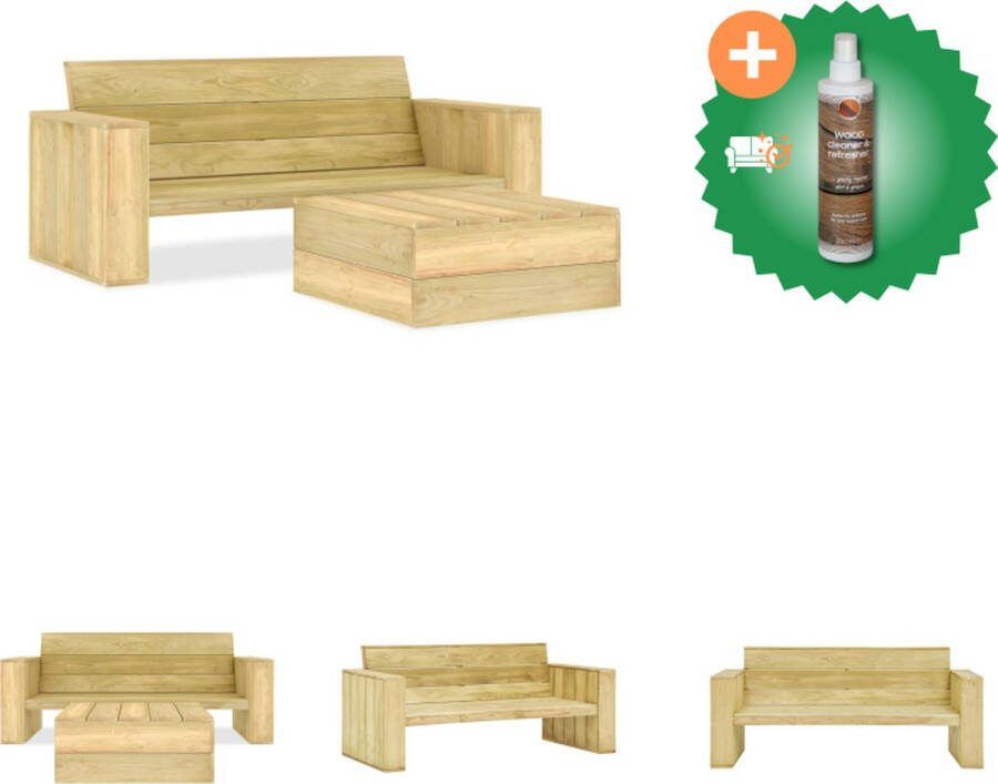 VidaXL Loungebank Grenenhout 179 x 76 x 76 cm Theetafel Montage vereist Tuinset Inclusief Houtreiniger en verfrisser