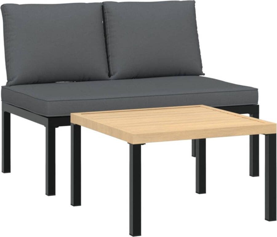 VidaXL 2-delige Loungeset met kussens aluminium zwart