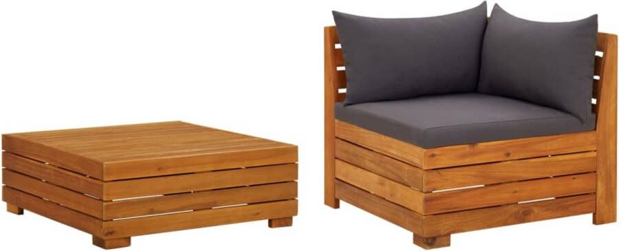 VidaXL -2-delige-Loungeset-met-kussens-massief-acaciahout