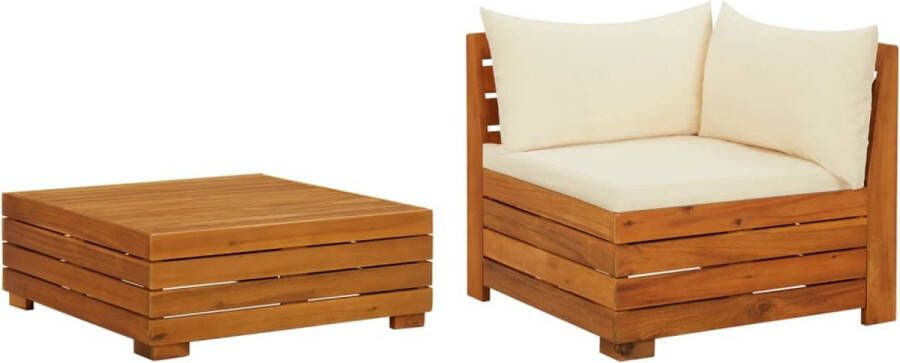 VidaXL -2-delige-Loungeset-met-kussens-massief-acaciahout