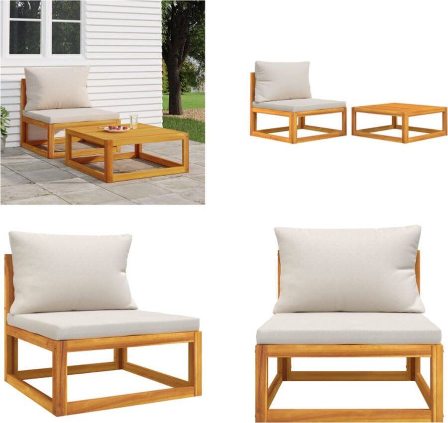 VidaXL 2-delige Loungeset met kussens massief acaciahout Loungebank Loungebanken Loungeset Tuinset