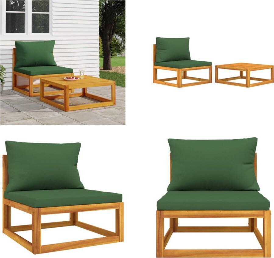 VidaXL 2-delige Loungeset met kussens massief acaciahout Loungebank Loungebanken Loungeset Tuinset
