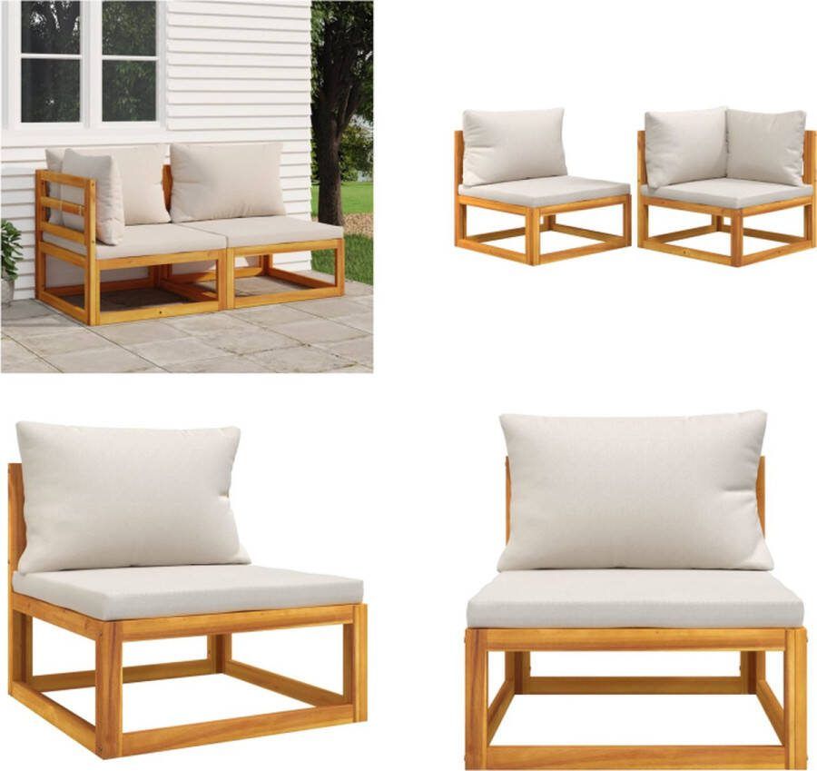 VidaXL 2-delige Loungeset met kussens massief acaciahout Loungebank Loungebanken Loungeset Tuinset