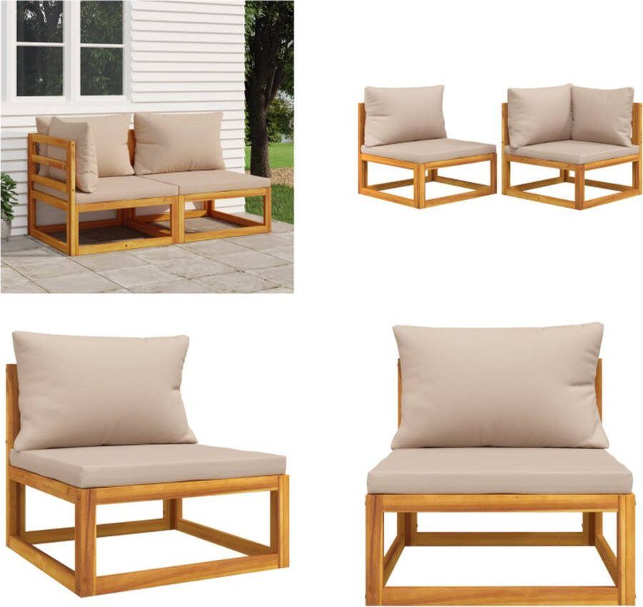 VidaXL 2-delige Loungeset met kussens massief acaciahout Loungebank Loungebanken Loungeset Tuinset