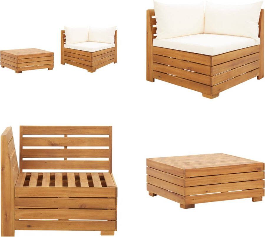 VidaXL 2-delige Loungeset met kussens massief acaciahout Pallet Loungeset Pallet Loungesets Pallet Loungebank Loungeset