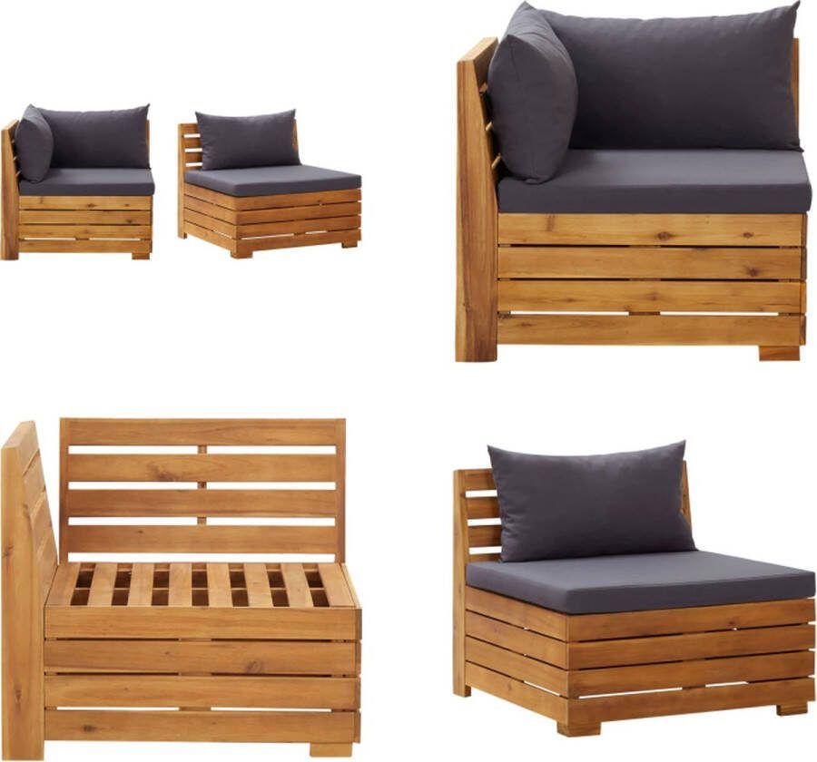 VidaXL 2-delige Loungeset met kussens massief acaciahout Pallet Loungeset Pallet Loungesets Pallet Loungebank Loungeset