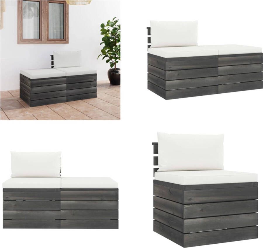 VidaXL 2-delige Loungeset met kussens pallet massief grenenhout Loungeset Loungesets Tuinset Tuinsets