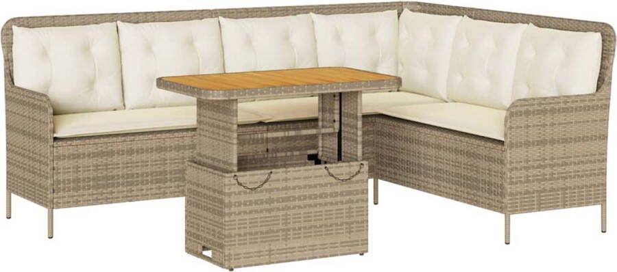 VidaXL 2-delige Loungeset met kussens poly rattan beige