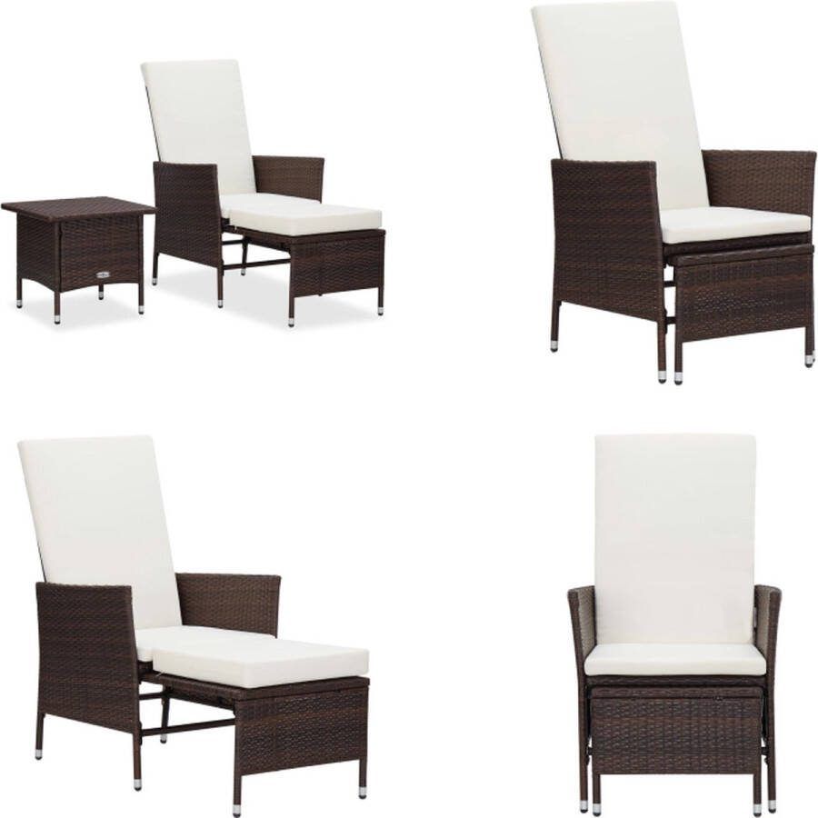 VidaXL 2-delige Loungeset met kussens poly rattan bruin Tuinbank Tuinbanken Loungebank Loungebanken