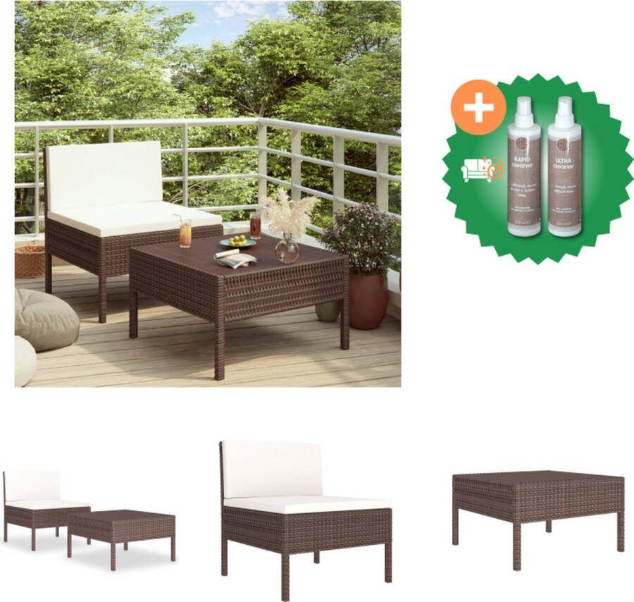 VidaXL Loungebank PE-rattan Bruin 57 x 69 x 69 cm Stabiel en gemakkelijk te reinigen Inclusief kussens Montage vereist Tuinset Inclusief Onderhoudsset