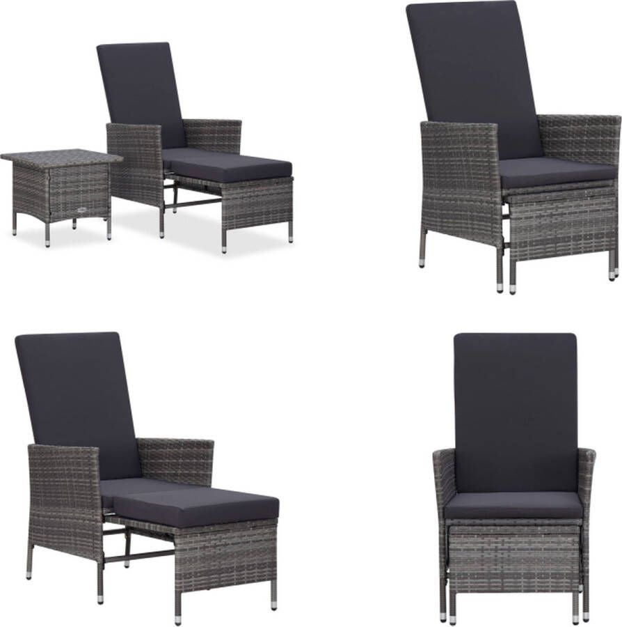 VidaXL 2-delige Loungeset met kussens poly rattan grijs Tuinbank Tuinbanken Loungebank Loungebanken