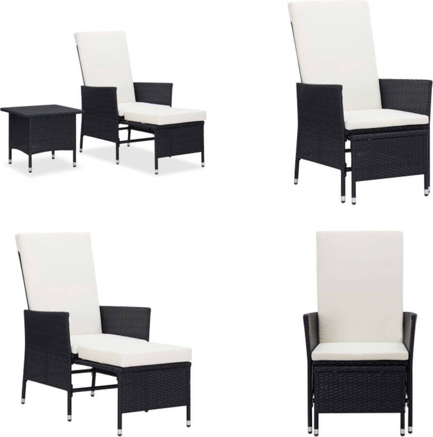 VidaXL 2-delige Loungeset met kussens poly rattan zwart Tuinbank Tuinbanken Loungebank Loungebanken