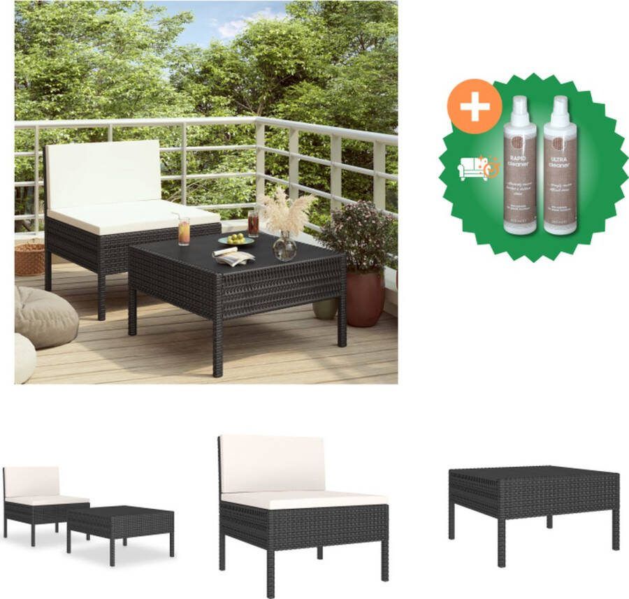VidaXL Loungebank PE-rattan Zwart 57 x 69 x 69 cm Inclusief kussens Tuinset Inclusief Onderhoudsset
