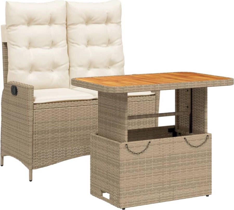 VidaXL 2-delige Tuinset met kussens poly rattan beige