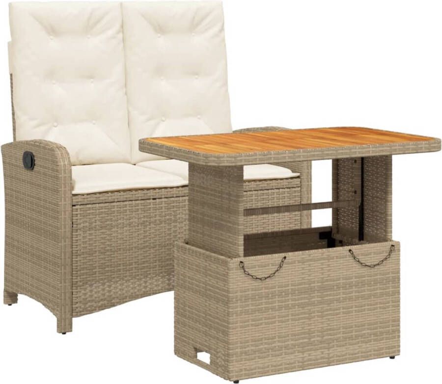 VidaXL 2-delige Tuinset met kussens poly rattan beige
