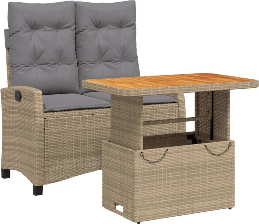 VidaXL 2-delige Tuinset met kussens poly rattan beige