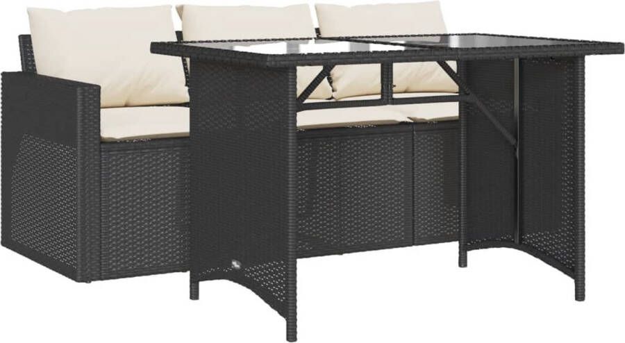 VidaXL 2-delige Tuinset met kussens poly rattan zwart