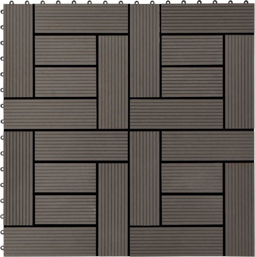VidaXL 22 st Terrastegels 30x30 cm 2 m² HKC donkerbruin